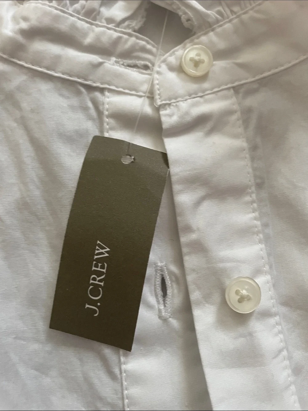 J. Crew Classic-Fit Ruffle Popover Cotton Poplin White Women’s Sz XL NWT